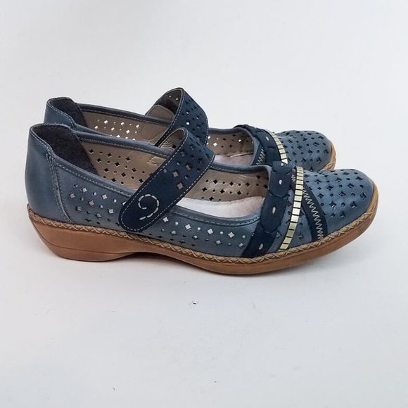 RIEKER Key West Mary-Jane Shoes Blue Size 41 - Picture 3 of 8